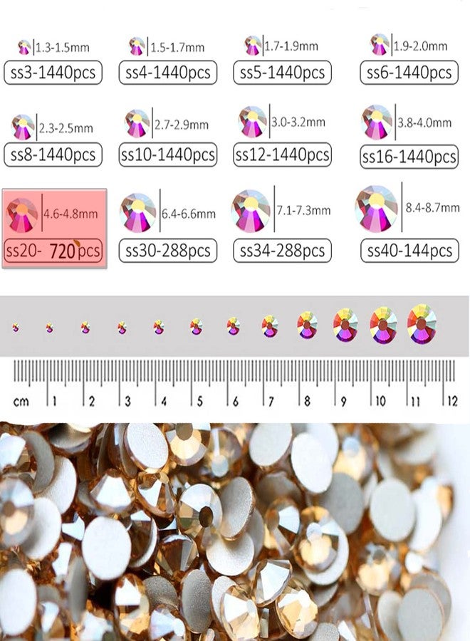 Dowarm 720pcs SS20 Flatback Crystals, 4.8mm Flat Back Nail Crystals for Craft, Dance Costumes, Non Hotfix Rhinestones (SS20 / 4.8MM, Golden Shadow/Champagne) - Image 4